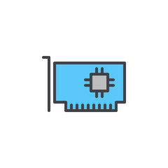 Computer parts, hardware line icon, filled outline vector sign, linear colorful pictogram isolated on white. Expansion card symbol, logo illustration