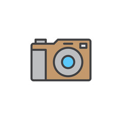 Photo camera line icon, filled outline vector sign, linear colorful pictogram isolated on white. Symbol, logo illustration