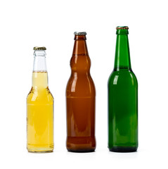 Set of beer bottles isolated