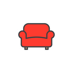 Sofa, couch line icon, filled outline vector sign, linear colorful pictogram isolated on white. Furniture symbol, logo illustration