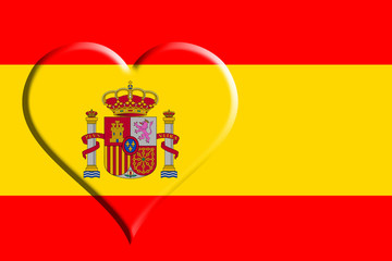 Bandera de España con escudo y corazón