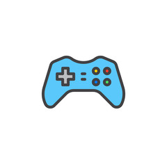 Gamepad, joypad line icon, filled outline vector sign, linear colorful pictogram isolated on white. Gaming Controller symbol, logo illustration