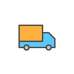 Delivery truck line icon, filled outline vector sign, linear colorful pictogram isolated on white. Shipping symbol, logo illustration