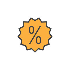 Discount label line icon, filled outline vector sign, linear colorful pictogram isolated on white. Sale symbol, logo illustration
