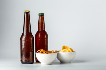bottle of beer and snack