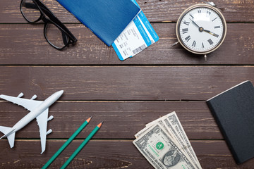 traveler objects on wooden table