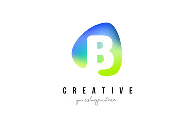 B Letter Logo Design with Oval Green Blue Shape.