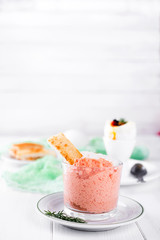mousse in a jar with crackers,