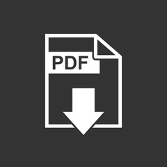 PDF download vector icon. Simple flat pictogram for business, marketing, internet concept. Vector illustration on black background.