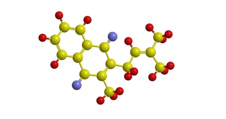 Molecular structure of menaquinone (vitamin K), 3D rendering