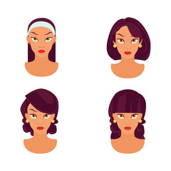 Set of women model hairstyle - illustration