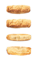 Single sausage pastry bun isolated