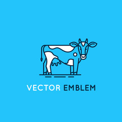 Emblem with cow - illustration for milk and dairy industry
