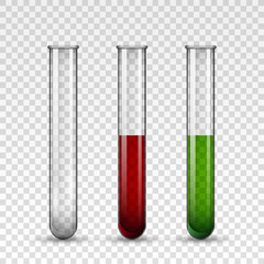 Transparent medical glass tube set, vector illustration