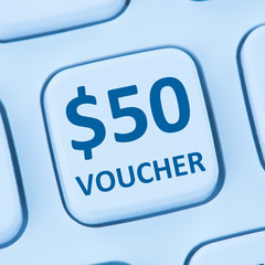 50 Dollar voucher gift discount sale online shopping internet store shop
