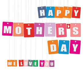 Cardboard hanging - vector colorful. Tags - happy mother's day.