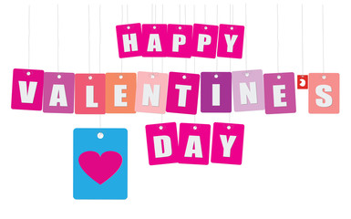 Cardboard hanging - vector colorful. Tags - happy valentine's day.