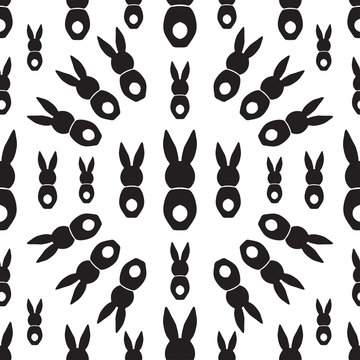 Seamless pattern with bunnies. Vector design illustation Happy Easter holiday symbols