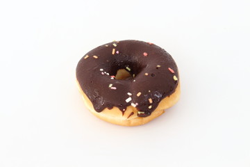 Candy, chocolate donuts on a white background.