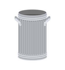 Trash can open isolated. Wheelie bin on white background. Dumpster iron.