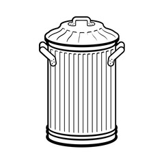 Trash can isolated. Wheelie bin on white background. Dumpster iron.