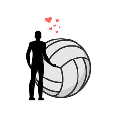 Fototapeta premium Lover Volleyball. Man and ball. love sport game. Lovers embrace. Romantic date