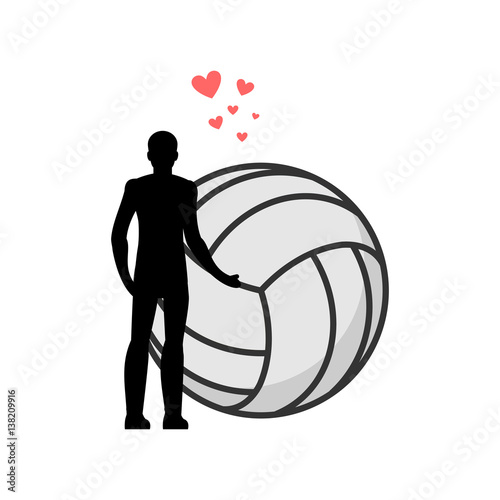 "Lover Volleyball. Man and ball. love sport game. Lovers embrace