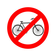 Stop cyclist. bicycle on red ring. Road sign ban bicyclist