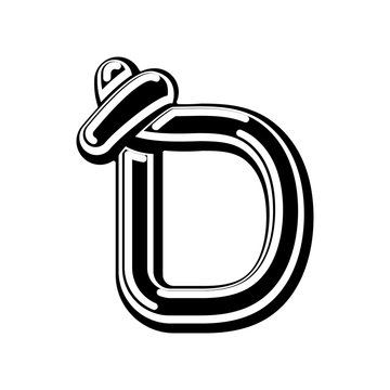 Letter D Celtic font. norse medieval ornament ABC. Traditional ancient manuscripts alphabet
