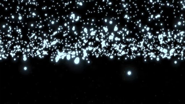 Coloring glowing star particle in random direction with bounce on spotlight ground abstract background animation motion graphic 3D render with copy space on black background 
