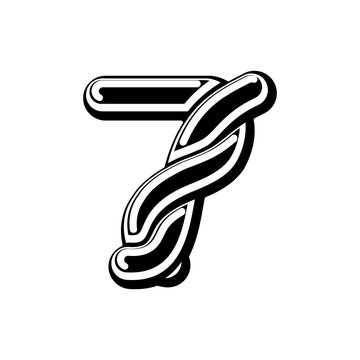 Number 7 Celtic font. norse medieval ornament ABC sign seven. Traditional ancient manuscripts alphabet