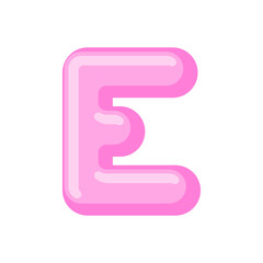 Letter E candy font. Caramel alphabet. lollipop lettering. Sweet ABC sign
