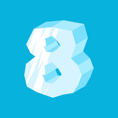 Number 8 ice. Icicles font eight. Frozen alphabet symbol. Iceberg ABC sign