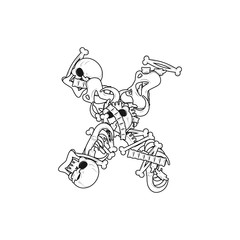 Letter X skeleton Bones Font. Anatomy of an alphabet symbol. dead ABC sign