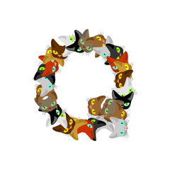 letter Q Cat font. Pet alphabet symbol. home animal ABC sign