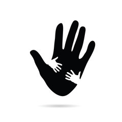 hands help in black and white illustration