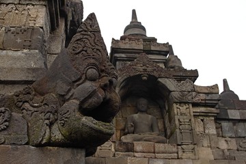 Buddha statue in stupa, Borobudur, near Yogyakarta/