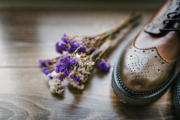 stylish shoes, wildflowers