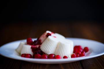 sweet dessert panna cotta with berries
