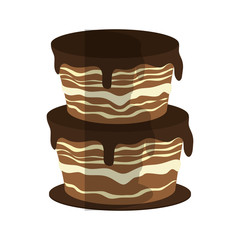 chocolate cake icon over white background. colorful design. vector illustration