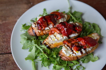 Ricotta cheese on toasted bread