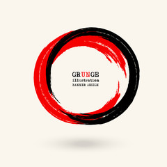 Black and red ink round stroke on white