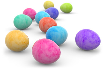 Fototapeta na wymiar easter eggs painted in watercolor isolated on white