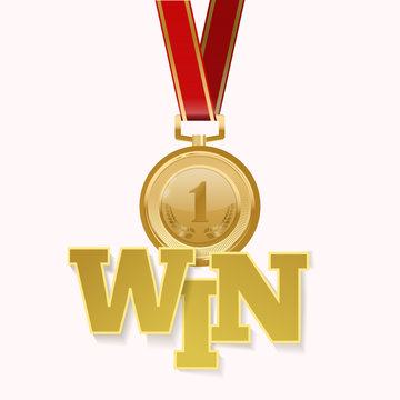 First place, win sign paper vector illustration.