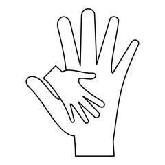 Obraz premium Mother holding baby hand icon, outline style