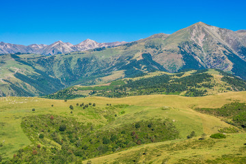 Obraz premium The Catalan Pyrenees Mountains, with the Costabona Peak on the right side of the frame.