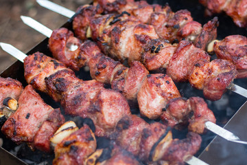 Weekend in the country with barbecue meat