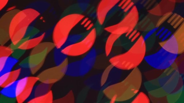 abstract fork in move on the background blue, orange, red, green circles