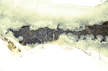 Ice at the river at winter