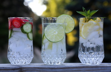 Drinks in a cool glass on a hot summer day